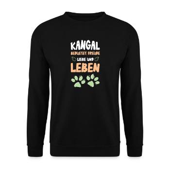 Kangal Freude Liebe Leben Shirt - Unisex Pullover - Schwarz - Vorne - Alina (178cm) & Michal (187cm)
