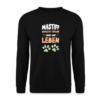 Mastiff Liebe und Leben Motiv - Unisex Pullover - Schwarz - Vorne - Alina (178cm) & Michal (187cm)