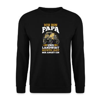 Ich Bin Papa Und Landwirt Nichts Jagt Mir Angst Ei - Unisex Pullover - Schwarz - Vorne - Alina (178cm) & Michal (187cm)