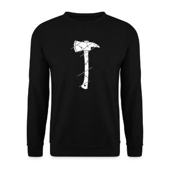 Feuerwehr Axt Beil Grunge Rissig Vektor - Unisex Pullover - Schwarz - Vorne - Alina (178cm) & Michal (187cm)