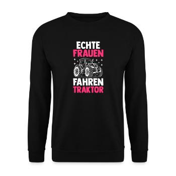 Trecker Landwirt Bauer Traktorfahrer Traktor - Unisex Pullover - Schwarz - Vorne - Alina (178cm) & Michal (187cm)