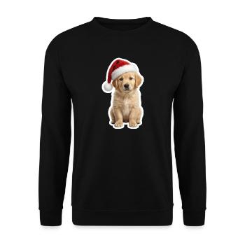 Goldiger Retriever Welpe liebt Weihnachten - Unisex Pullover - Schwarz - Vorne - Alina (178cm) & Michal (187cm)