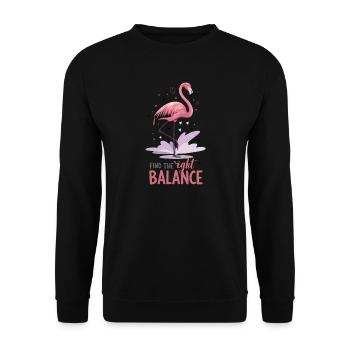 Find The Right Balance Flamingo Motivation Yoga - Unisex Sweatshirt - black - Front - Alina (178cm) & Michal (187cm)
