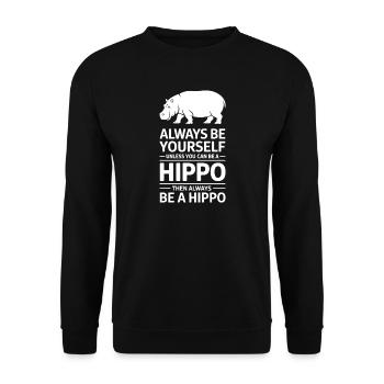 Expressions d’hippopotames Blague hippopotame Cadeau d’hippopotame - Sweat-shirt Unisexe - noir - Devant - Alina (178cm) & Michal (187cm)