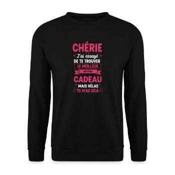 Cadeau Original Chérie Saint Valentin Amour Couple - Sweat-shirt Unisexe - noir - Devant - Alina (178cm) & Michal (187cm)