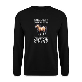 Les chanceux ont un cheval American Paint - Sweat-shirt Unisexe - noir - Devant - Alina (178cm) & Michal (187cm)