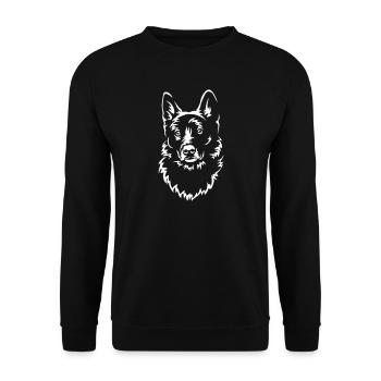 Norwegischer Buhund Kopf "Black Edition" - Unisex Pullover - Schwarz - Vorne - Alina (178cm) & Michal (187cm)