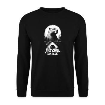 Just Chill Or Else Capybara - Unisex Pullover - Schwarz - Vorne - Alina (178cm) & Michal (187cm)