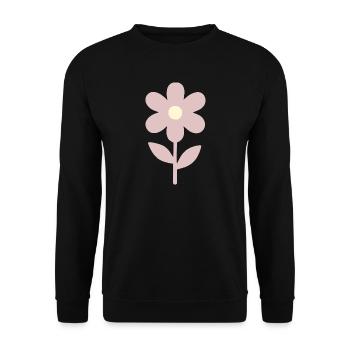 Minimale Blume in blassem Pink - Unisex Pullover - Schwarz - Vorne - Alina (178cm) & Michal (187cm)