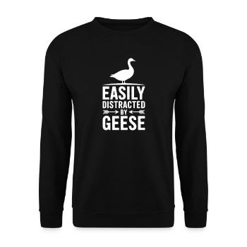 Gänse Sprüche Gans Lustiges Gänse Geschenk - Unisex Pullover - Schwarz - Vorne - Alina (178cm) & Michal (187cm)
