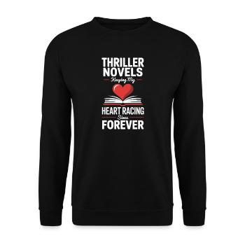  Psychologische Thriller Krimi Leser Bücherwurm - Unisex Pullover - Schwarz - Vorne - Alina (178cm) & Michal (187cm)