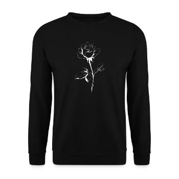 Silhouette d’art en forme de rose blanche - Sweat-shirt Unisexe - noir - Devant - Alina (178cm) & Michal (187cm)