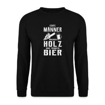Holz und Bier - Unisex Pullover - Schwarz - Vorne - Alina (178cm) & Michal (187cm)