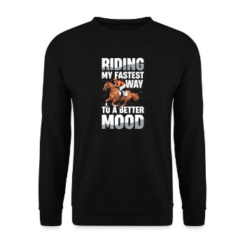 Riding My Fastest Way To A Better Mood Reiten - Unisex Sweatshirt - black - Front - Alina (178cm) & Michal (187cm)