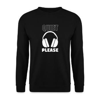 Quiet please , das Motiv für gestresste Lehrer - Unisex Pullover - Schwarz - Vorne - Alina (178cm) & Michal (187cm)