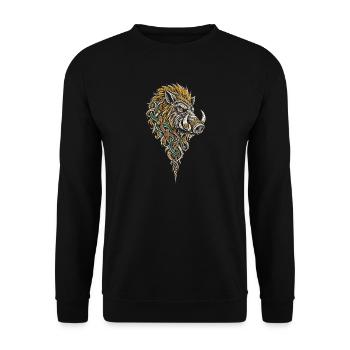 Der Eberkopf im Flechtwerk - Unisex Pullover - Schwarz - Vorne - Alina (178cm) & Michal (187cm)