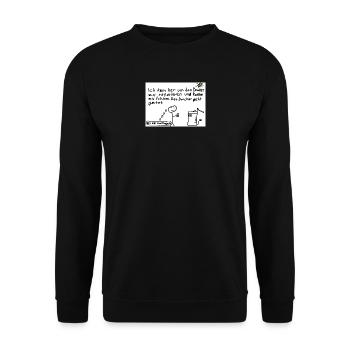 Druckerreparatur mit Kaffeewitz - Unisex Pullover - Schwarz - Vorne - Alina (178cm) & Michal (187cm)