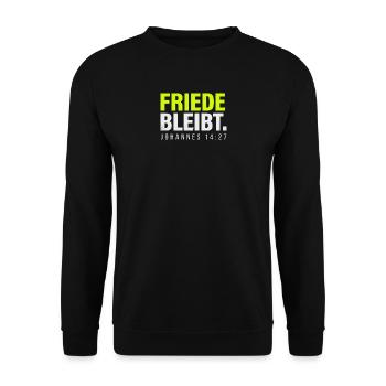 Friede bleibt – Johannes 14,27 - Unisex Pullover - Schwarz - Vorne - Alina (178cm) & Michal (187cm)