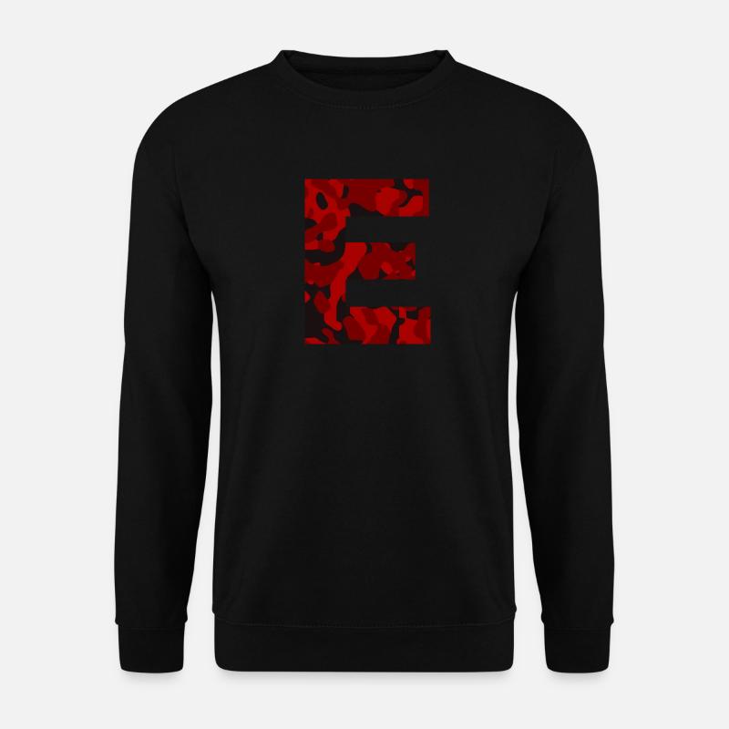 Letter E Red Camo Design - Unisex Sweatshirt - black