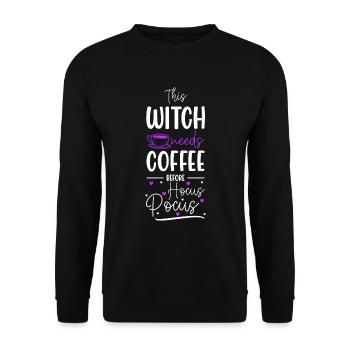 Hexenbesen Wicca Zauberei Walpurgisnacht - Unisex Pullover - Schwarz - Vorne - Alina (178cm) & Michal (187cm)