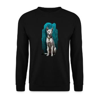 Bastet, gardien des félins : la grâce divine - Sweat-shirt Unisexe - noir - Devant - Alina (178cm) & Michal (187cm)