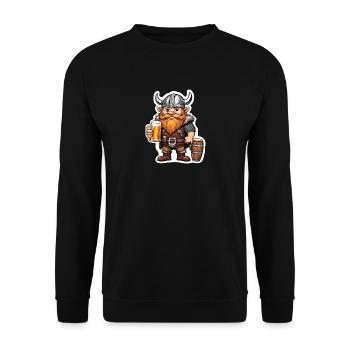 Zwergenkrieger mit Bierkrug Vikinger - Unisex Pullover - Schwarz - Vorne - Alina (178cm) & Michal (187cm)