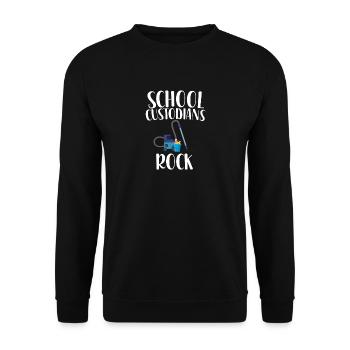 Schulhausmeister Rock - Unisex Pullover - Schwarz - Vorne - Alina (178cm) & Michal (187cm)