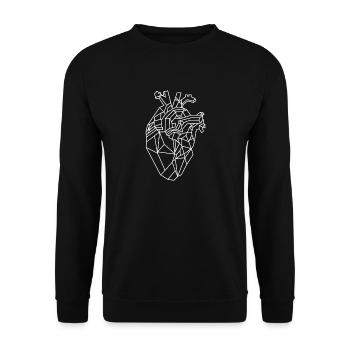 Herz Geometrisch - Unisex Pullover - Schwarz - Vorne - Alina (178cm) & Michal (187cm)