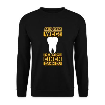Zahn zulegen - Unisex Pullover - Schwarz - Vorne - Alina (178cm) & Michal (187cm)