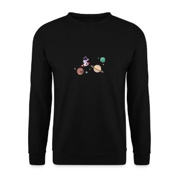 Un astronaute sur une fusée dans l’espace - Sweat-shirt Unisexe - noir - Devant - Alina (178cm) & Michal (187cm)
