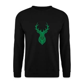 Hirsch Geweih - Unisex Pullover - Schwarz - Vorne - Alina (178cm) & Michal (187cm)