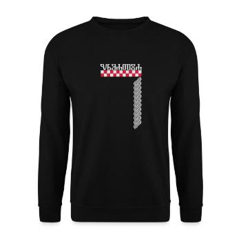 glagoljica Croatia na http://WWW.CROATIAN-TEAM.de - Unisex Pullover - Schwarz - Vorne - Alina (178cm) & Michal (187cm)