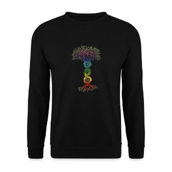 Chakra DNA Baum des Lebens. - Unisex Pullover - Schwarz - Vorne - Alina (178cm) & Michal (187cm)