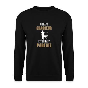 un papy chasseur est un papy parfait - Sweat-shirt Unisexe - noir - Devant - Alina (178cm) & Michal (187cm)