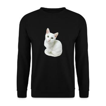 White Cat - Unisex Sweatshirt - black - Front - Alina (178cm) & Michal (187cm)