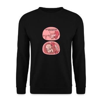 Schwangerschaft Witz - Unisex Pullover - Schwarz - Vorne - Alina (178cm) & Michal (187cm)