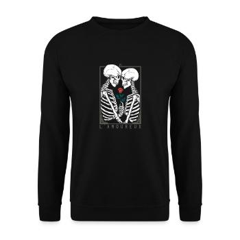 Squelette embrasse squelette Amour Romance - Sweat-shirt Unisexe - noir - Devant - Alina (178cm) & Michal (187cm)