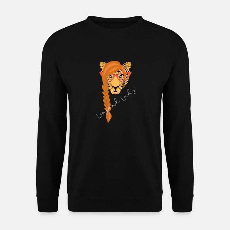 Leopard Lady | weißer Text - Unisex Pullover - Schwarz
