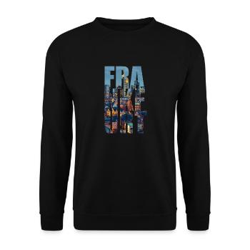 FRA-NKF-URT CITY SKYLINE FRANKFURT - Unisex Pullover - Schwarz - Vorne - Alina (178cm) & Michal (187cm)
