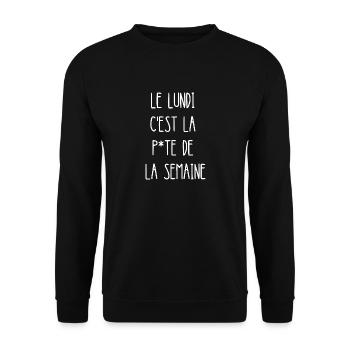 le lundi c'est la p*te de la semaine - Sweat-shirt Unisexe - noir - Devant - Alina (178cm) & Michal (187cm)