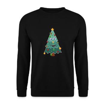 Happy Christmas Tree - Unisex Sweatshirt - black - Front - Alina (178cm) & Michal (187cm)