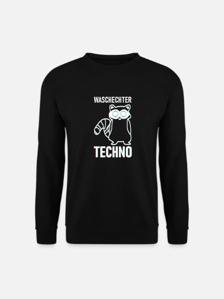Trippy Techno Waschbär - Waschechter Techno - Unisex Pullover - Schwarz