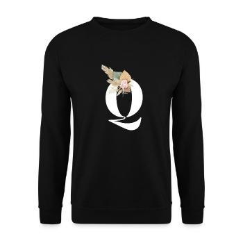 lettre Q fleuris - Sweat-shirt Unisexe - noir - Devant - Alina (178cm) & Michal (187cm)