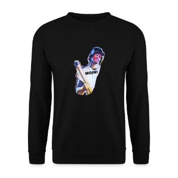 ZoffArt MOIN! - Unisex Pullover - Schwarz - Vorne - Alina (178cm) & Michal (187cm)