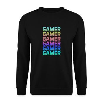 GAMER GAMER GAMER GAMER GAMER - Unisex Pullover - Schwarz - Vorne - Alina (178cm) & Michal (187cm)