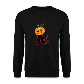 Chat citrouille Halloween - Sweat-shirt Unisexe - noir - Devant - Alina (178cm) & Michal (187cm)