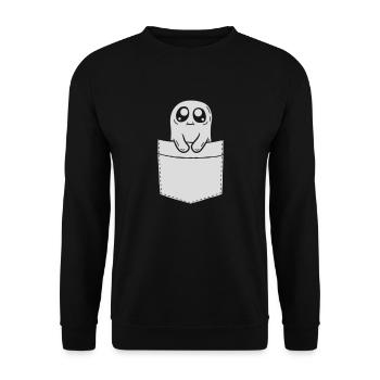 Comic Geist mitnehmen Brusttasche - Unisex Pullover - Schwarz - Vorne - Alina (178cm) & Michal (187cm)