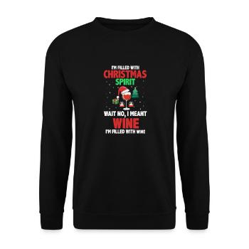 I'm Filled With Christmas Spirit Wait I Meant Wine - Unisex Sweatshirt - black - Front - Alina (178cm) & Michal (187cm)