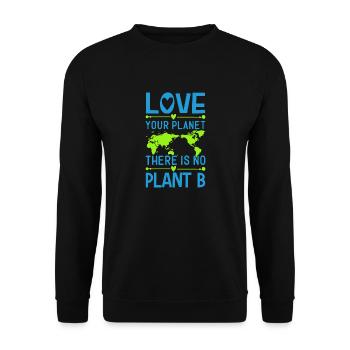 Love Planet Klimaschutz Umweltschutz Generation - Unisex Pullover - Schwarz - Vorne - Alina (178cm) & Michal (187cm)
