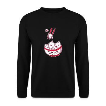 Ramen Kawaii Katze Anime Otaku Japanische Nudeln - Unisex Pullover - Schwarz - Vorne - Alina (178cm) & Michal (187cm)